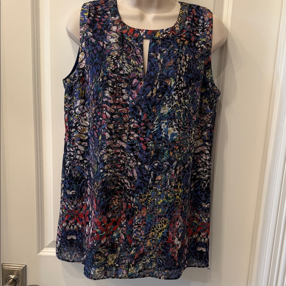 CAbi Multicolor Abstract Sleeveless Blouse